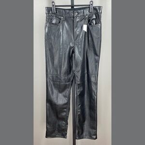 NEW Gap Pants Womens 6 28 black faux leather straight leg cheeky preppy moto